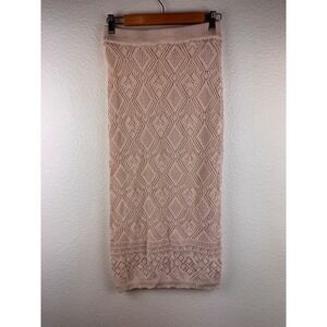 Freshman 1996 Knit Maxi Skirt Beige Crochet Size M Minimalist‎ Softcore Coquette